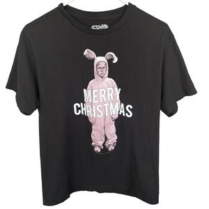 A Christmas Story Shirt Adult Medium‎ Black Pink Bunny Pajamas Funny Novelty